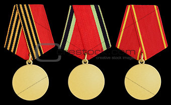 Set of medal on black