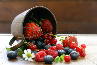 Various berries - strawberries, currants, raspberries, blueberries