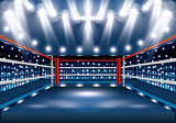 Boxing Ring with Spotlights.
