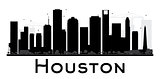 Houston City skyline black and white silhouette. 