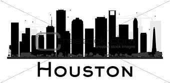 Houston City skyline black and white silhouette. 