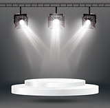 Stage Illumination Effects with Spotlights and White Platform.