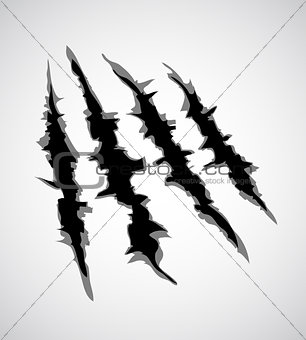 illustration of  monster claw or hand scratch , rip through white background. vector