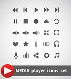 Media Player Icons Set. Multimedia. Isolated. Vector Illustration