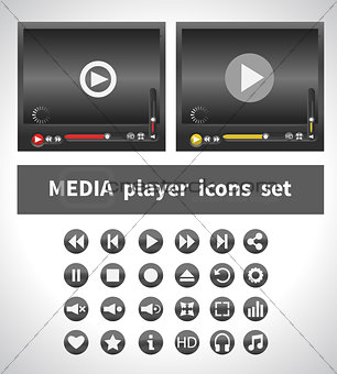 Media players on white background