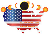 2017 Solar Eclipse Across USA Map Illustration
