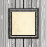 3D vintage frame on wooden background