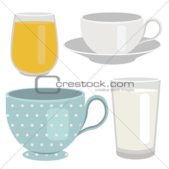 Set of breakfast drinks object
