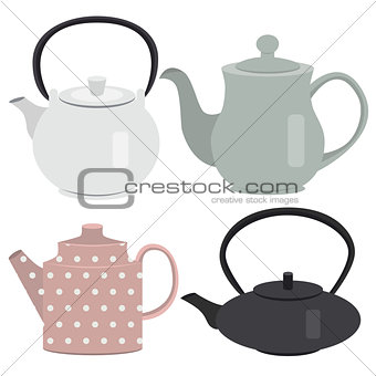 Set of icon tea pots