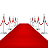 Realistic Red carpet between rope barriers. EPS 10