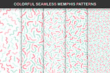 Collection of colorful seamless memphis patterns. You can find seamless backgrounds in swatches panel.