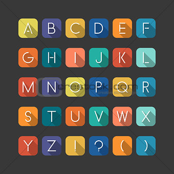 Colorfol english flat alphabet. Latin minimalistic letters