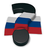 question mark and flag of russia - 3d illustration