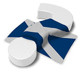 question mark and flag of scotland - 3d illustration