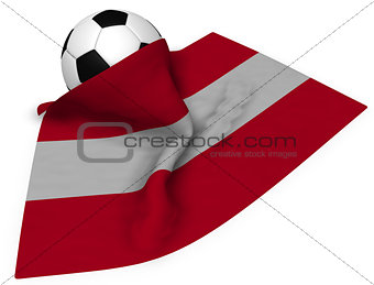 soccer ball and flag of austria - 3d rendering
