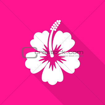 Hibiscus flower flat icon long shadow