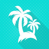 White vector palm trees flat icon