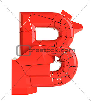 Futuristic red cracked letter. 3D illustration