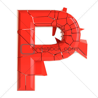 Futuristic red cracked letter. 3D illustration