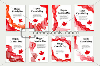 Canada Day set of templates for your design. Brochure, flyer, poster. Isolated on white background. Vector illustration.