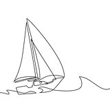 Continuous line drawing of sailboat