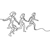 three runners - continuous line drawing