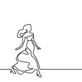 continuous line drawing of dancing woman