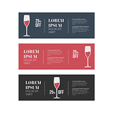 cafe banners set with wine glass