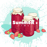 Strawberry juice in a jar