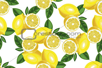 Nice lemon background. Vector hand drawn seamless pattern on white