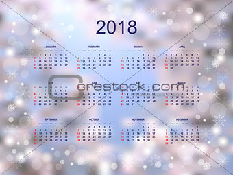 New year calendar year 2018 