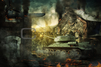 Tank defense destroyed the countryside