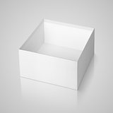 opened square box on gray