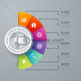 Design infographic template 6 steps