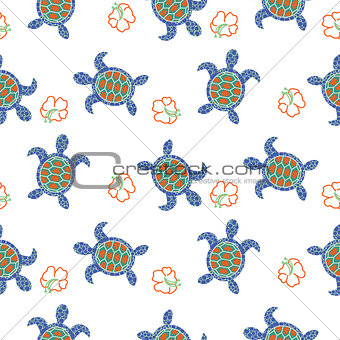 Tortoise decorative seamless vector pattern.