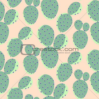 Cactuses green on pink vector seamless pattern. Abstract desert nature textile print.