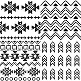 Tribal pattern collection, Aztec background set, Navajo design in black pattern on white