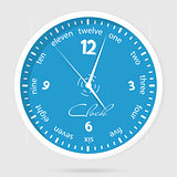Blue dial plate. Wall clocks face on white background.