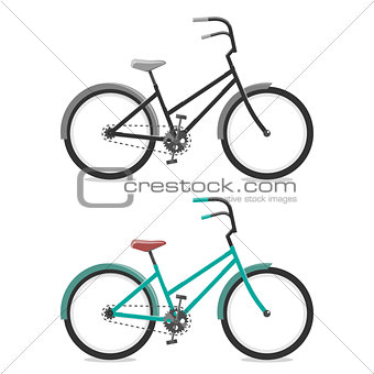 Set Bicycle on white background. Cycling concept. Vector bright illustration of Bike. Trendy style for graphic design, logo, Web site, social media, user interface, mobile app.