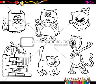 funny cat characters coloring book