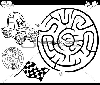 maze with car coloring page