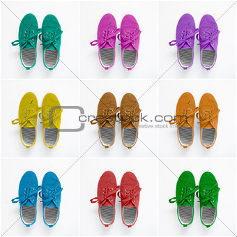 Collage of colorful shoes