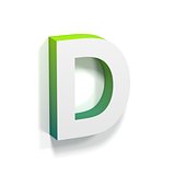 Green gradient and soft shadow letter D