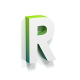Green gradient and soft shadow letter R