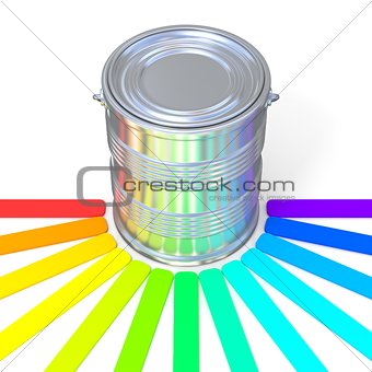 Colors guide reflection on a tin. 3D