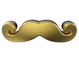 Gold mustache. 3D
