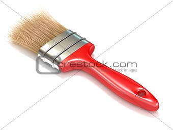 Red paintbrush, back view. 3D
