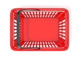 Red shopping basket, top view. 3D