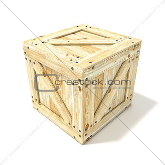 Wooden box. Side view. 3D