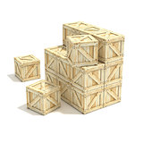 Wooden boxes. 3D